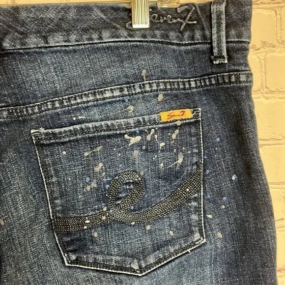 Seven7 Dark Wash Paint Splatter Jeans - Picture 8 of 16